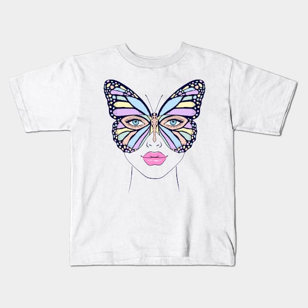 Butterfly woman Kids T-Shirt by WarmJuly